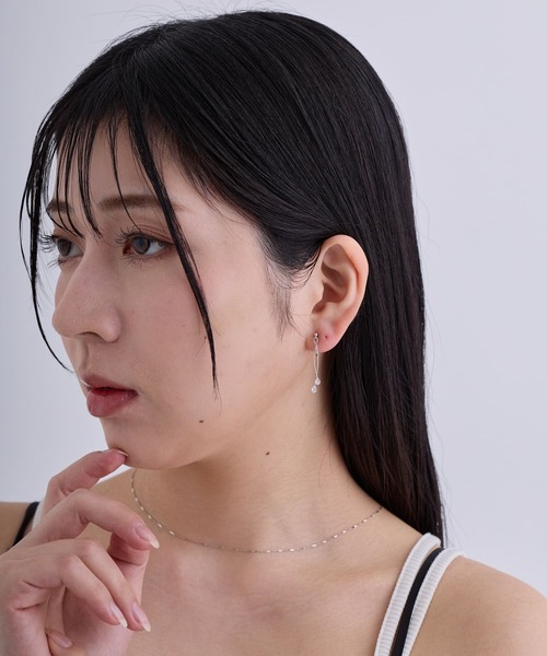 CALIN STANDARD(カリンスタンダード)の「◆金属アレルギー対応◆◆made in japan◆【痛くない】【落ちにくい】【ストレスフリーな着け心地】スウィングキュービックジルコニア ループフィットイヤリング(イヤリング・レディース・ゴールド/ピンクゴールド/シルバー・FREE)」の5枚目の写真