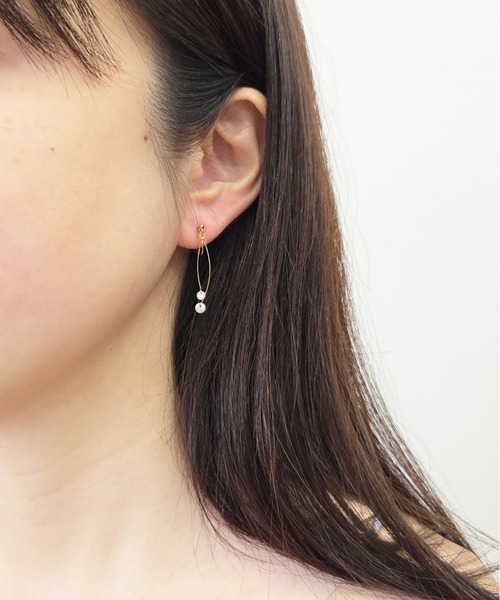 CALIN STANDARD(カリンスタンダード)の「◆金属アレルギー対応◆◆made in japan◆【痛くない】【落ちにくい】【ストレスフリーな着け心地】スウィングキュービックジルコニア ループフィットイヤリング(イヤリング・レディース・ゴールド/ピンクゴールド/シルバー・FREE)」の13枚目の写真
