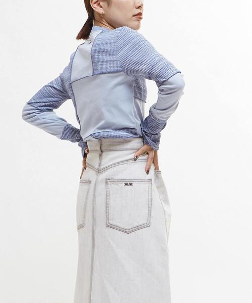 CONVERSE TOKYO（コンバーストウキョウ）の「【HL】PATCHWORK RIB TOPS（Tシャツ/カットソー・レディース・ブラック/ブルー/ブラック系その他/ピンク/ホワイト・FREE）」の6枚目の写真