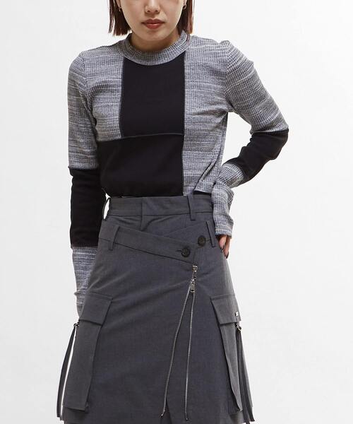 CONVERSE TOKYO（コンバーストウキョウ）の「【HL】PATCHWORK RIB TOPS（Tシャツ/カットソー・レディース・ブラック/ブルー/ブラック系その他/ピンク/ホワイト・FREE）」の11枚目の写真