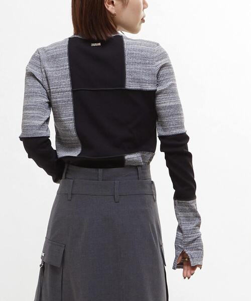 CONVERSE TOKYO（コンバーストウキョウ）の「【HL】PATCHWORK RIB TOPS（Tシャツ/カットソー・レディース・ブラック/ブルー/ブラック系その他/ピンク/ホワイト・FREE）」の12枚目の写真