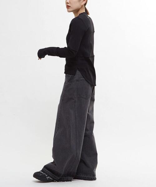 CONVERSE TOKYO（コンバーストウキョウ）の「【HL】PATCHWORK RIB TOPS（Tシャツ/カットソー・レディース・ブラック/ブルー/ブラック系その他/ピンク/ホワイト・FREE）」の19枚目の写真