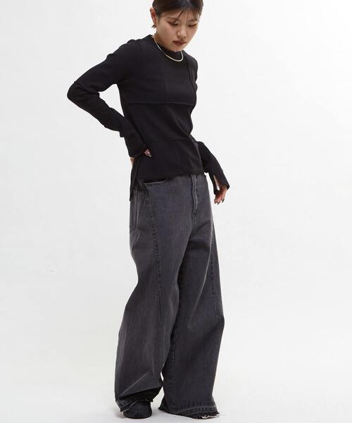 CONVERSE TOKYO（コンバーストウキョウ）の「【HL】PATCHWORK RIB TOPS（Tシャツ/カットソー・レディース・ブラック/ブルー/ブラック系その他/ピンク/ホワイト・FREE）」の20枚目の写真