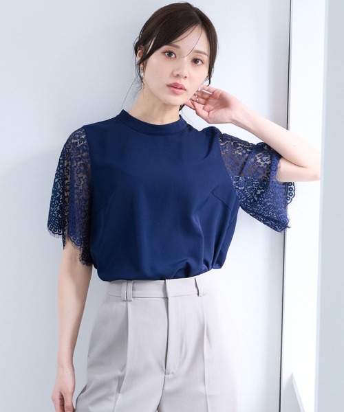 Andemiu(アンデミュウ)の「ソデレースブラウス325568(シャツ/ブラウス・レディース・ブラック/ネイビー/オフホワイト/ブルー・FREE)」の4枚目の写真