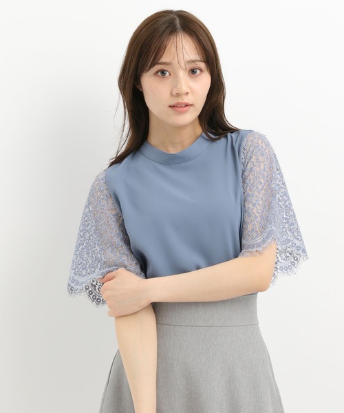 Andemiu(アンデミュウ)の「ソデレースブラウス325568(シャツ/ブラウス・レディース・ブラック/ネイビー/オフホワイト/ブルー・FREE)」の1枚目の写真