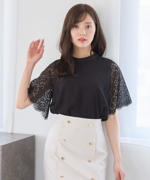 Andemiu(アンデミュウ)の「ソデレースブラウス325568(シャツ/ブラウス・レディース・ブラック/ネイビー/オフホワイト/ブルー・FREE)」の3枚目の写真