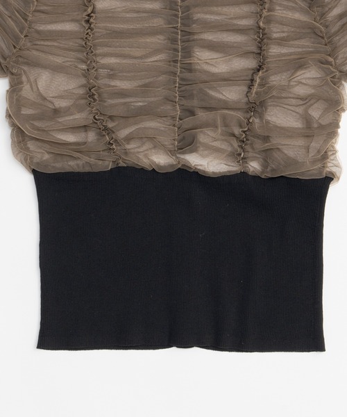 PRANK PROJECT（プランクプロジェクト）の「チュールコンビニットカーディガン / Tulle Combi Knit Cardigan（カーディガン/ボレロ・レディース・ベージュ/ホワイト/ブラック・FREE）」の5枚目の写真