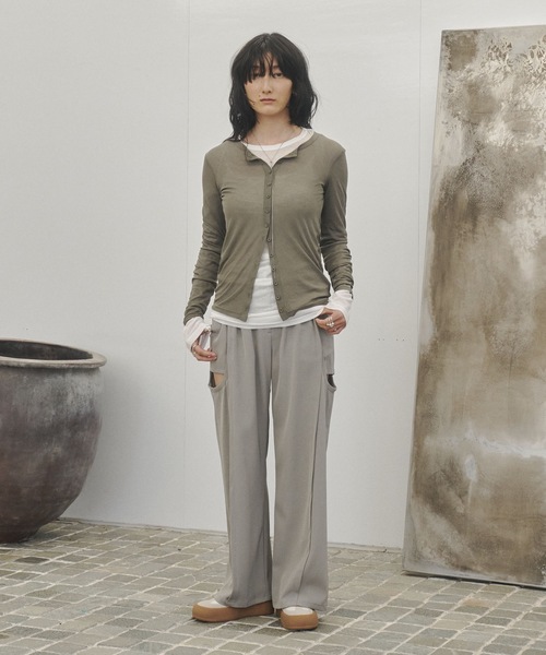 Lutim by u（ルチバイユー）の「Sheer rib slimfit cd / シアーリブスリムフィットカーディガン（カーディガン/ボレロ・レディース・チャコールグレー/グレー/オフホワイト/カーキ・FREE）」の19枚目の写真