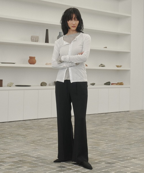 Lutim by u（ルチバイユー）の「Sheer rib slimfit cd / シアーリブスリムフィットカーディガン（カーディガン/ボレロ・レディース・チャコールグレー/グレー/オフホワイト/カーキ・FREE）」の7枚目の写真