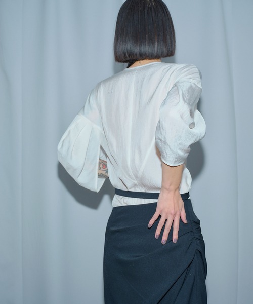 シングスザットマター THINGS THAT MATTER SWITCHING BLOUSE スイッチング ブラウス シャツ 半袖 F 白 ホワイト 0585TM0486P レディース SWITCHING BLOUSE / スイッチングブラウス（シャツ/ブラウス