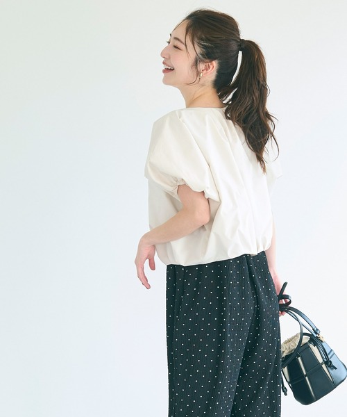 coca（coca）（コカ）の「ポリエステルポプリンタックショートジャケット（ブルゾン・レディース・ブラック/アイボリー・M/L）」の10枚目の写真
