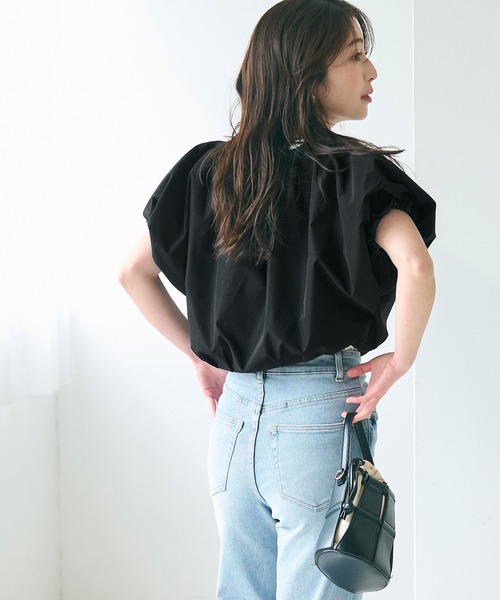 coca（coca）（コカ）の「ポリエステルポプリンタックショートジャケット（ブルゾン・レディース・ブラック/アイボリー・M/L）」の16枚目の写真