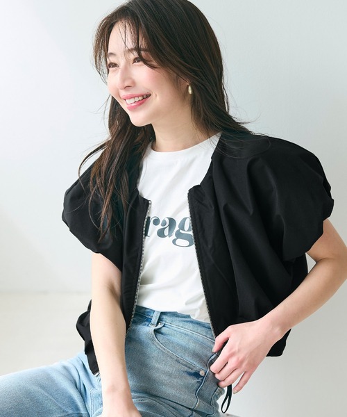 coca（coca）（コカ）の「ポリエステルポプリンタックショートジャケット（ブルゾン・レディース・ブラック/アイボリー・M/L）」の18枚目の写真