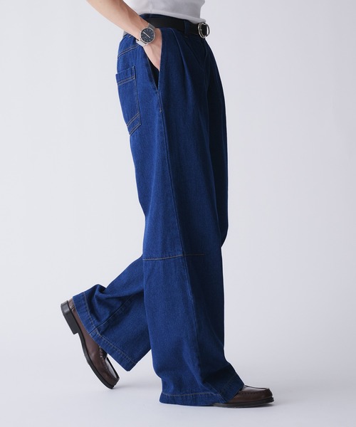 セール】2-TUCK DART WIDE DENIM PANTS / 2タックダーツワイド