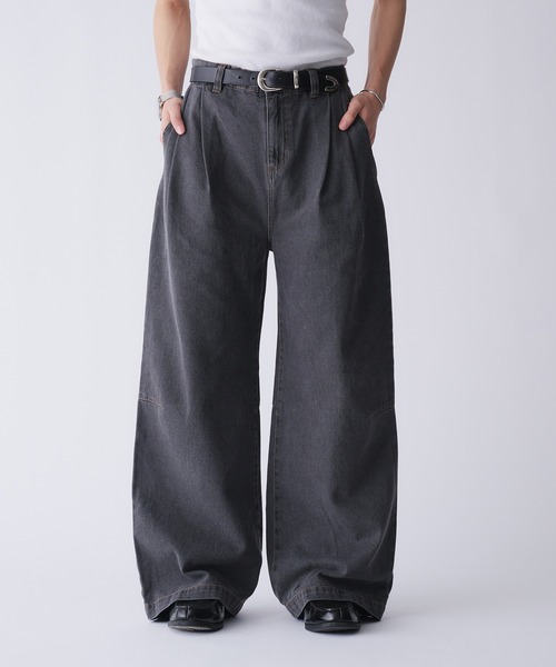 セール】2-TUCK DART WIDE DENIM PANTS / 2タックダーツワイド