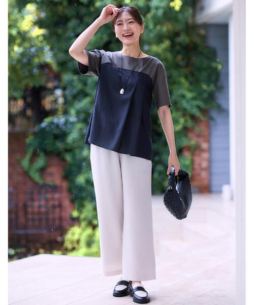 Reflect / リフレクト 【夏SALE／UVカット／接触冷感／マシンウォッシュ可能】レイヤード風ジャージブラウス セール】【夏SALE／UVカット／接触冷感／マシンウォッシュ可能