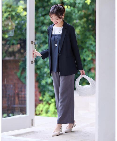 Reflect(リフレクト)の「◆【マシンウォッシュ可能】レイヤード風ジャージブラウス(Tシャツ/カットソー・レディース・オフホワイト/ホワイト系7/ダークオリーブ・05/07/11/13/15 /17/09)」の8枚目の写真