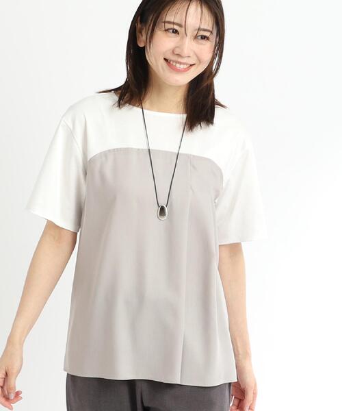 Reflect(リフレクト)の「◆【マシンウォッシュ可能】レイヤード風ジャージブラウス(Tシャツ/カットソー・レディース・オフホワイト/ホワイト系7/ダークオリーブ・05/07/11/13/15 /17/09)」の9枚目の写真