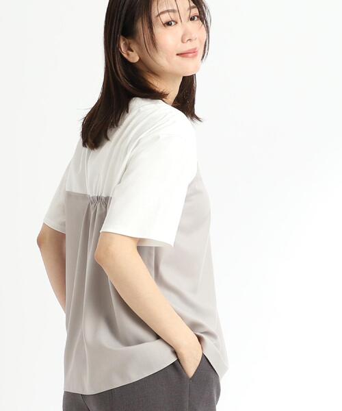 tシャツ 「夏SALE／UVカット／接触冷感／マシンウォッシュ可能」レイヤード風ジャージブラウス レディース セール】【夏SALE／UVカット／接触冷感／マシンウォッシュ可能