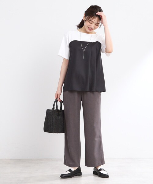 Reflect(リフレクト)の「◆【マシンウォッシュ可能】レイヤード風ジャージブラウス(Tシャツ/カットソー・レディース・オフホワイト/ホワイト系7/ダークオリーブ・05/07/11/13/15 /17/09)」の14枚目の写真