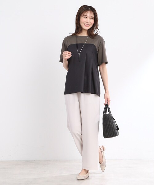 Reflect(リフレクト)の「◆【マシンウォッシュ可能】レイヤード風ジャージブラウス(Tシャツ/カットソー・レディース・オフホワイト/ホワイト系7/ダークオリーブ・05/07/11/13/15 /17/09)」の16枚目の写真