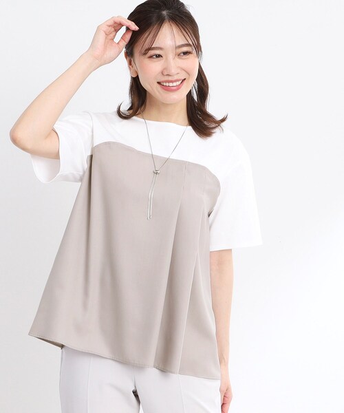Reflect(リフレクト)の「◆【マシンウォッシュ可能】レイヤード風ジャージブラウス(Tシャツ/カットソー・レディース・オフホワイト/ホワイト系7/ダークオリーブ・05/07/11/13/15 /17/09)」の20枚目の写真