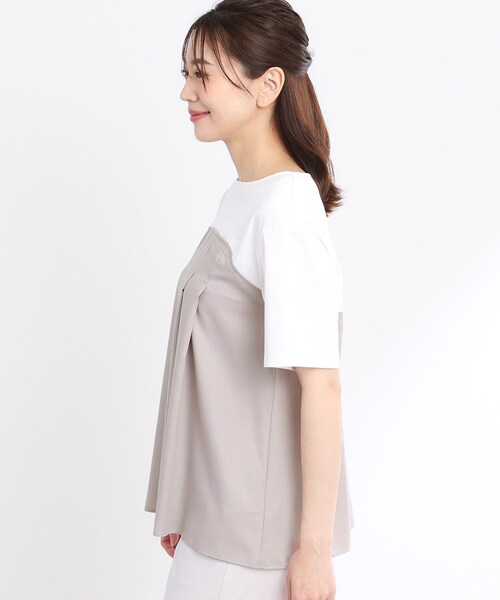 【夏SALE／UVカット／接触冷感／マシンウォッシュ可能】レイヤード風ジャージブラウス セール】【夏SALE／UVカット／接触冷感／マシンウォッシュ可能