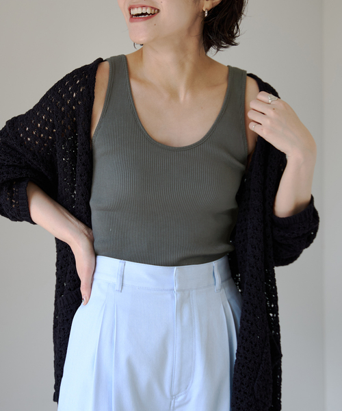 IENA（イエナ）の「【EMILY WEEK × IENA】コットンシルク リブタンクトップ（その他アンダーウェア/インナー・レディース・チャコールグレー/ホワイト/ピンク・36/38）」の17枚目の写真