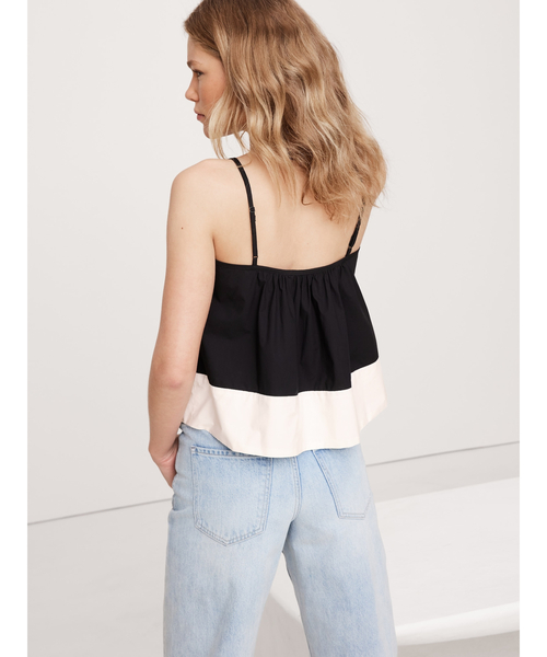 Banana Republic（バナナリパブリック）の「カラーブロック ポプリン タンクトップ（キャミソール・レディース・ブラック・XS/S/M/L）」の6枚目の写真