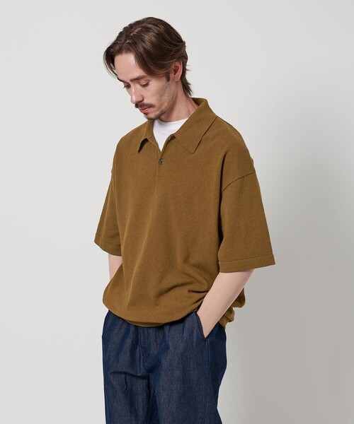 BEAUTY&YOUTH UNITED ARROWS(ビューティーアンドユースユナイテッドアローズ)の「リングコットン 2ボタン ポロニット(ニット/セーター・メンズ・ブラック/マスタード/ホワイト・L/M/S/XL)」の7枚目の写真