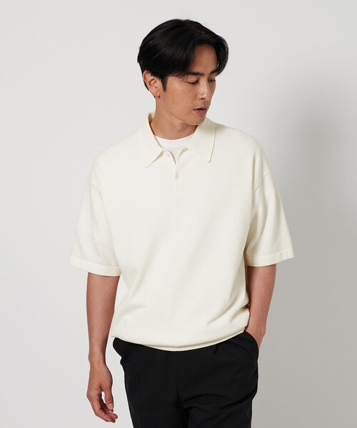 BEAUTY&YOUTH UNITED ARROWS(ビューティーアンドユースユナイテッドアローズ)の「リングコットン 2ボタン ポロニット(ニット/セーター・メンズ・ブラック/マスタード/ホワイト・L/M/S/XL)」の8枚目の写真