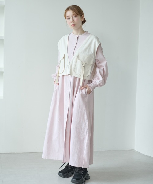 Crisp（クリスプ）の「ミリタリーショートベスト（ベスト・レディース・アイボリー/カーキ・FREE）」の3枚目の写真