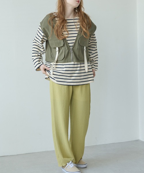 Crisp（クリスプ）の「ミリタリーショートベスト（ベスト・レディース・アイボリー/カーキ・FREE）」の8枚目の写真