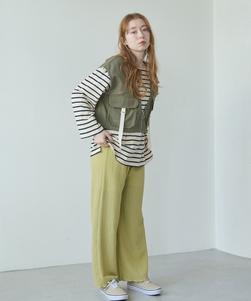 Crisp（クリスプ）の「ミリタリーショートベスト（ベスト・レディース・アイボリー/カーキ・FREE）」の9枚目の写真