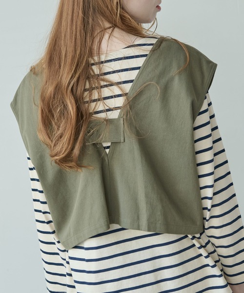 Crisp（クリスプ）の「ミリタリーショートベスト（ベスト・レディース・アイボリー/カーキ・FREE）」の14枚目の写真