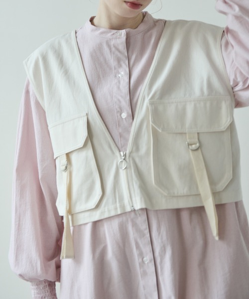 Crisp（クリスプ）の「ミリタリーショートベスト（ベスト・レディース・アイボリー/カーキ・FREE）」の19枚目の写真