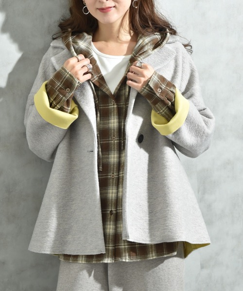 INTERPLANET（インタープラネット）の「【Ｓｅａｄｒａｋｅ】イタリアンエアリー配色ボンディングコート（その他アウター・レディース・ライトグレー/チャコールグレー・FREE）」の10枚目の写真