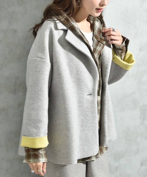 INTERPLANET（インタープラネット）の「【Ｓｅａｄｒａｋｅ】イタリアンエアリー配色ボンディングコート（その他アウター・レディース・ライトグレー/チャコールグレー・FREE）」の11枚目の写真