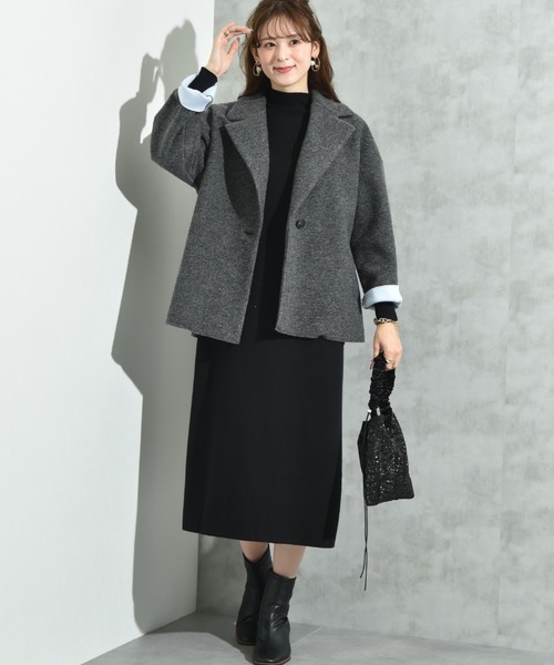 INTERPLANET（インタープラネット）の「【Ｓｅａｄｒａｋｅ】イタリアンエアリー配色ボンディングコート（その他アウター・レディース・ライトグレー/チャコールグレー・FREE）」の15枚目の写真