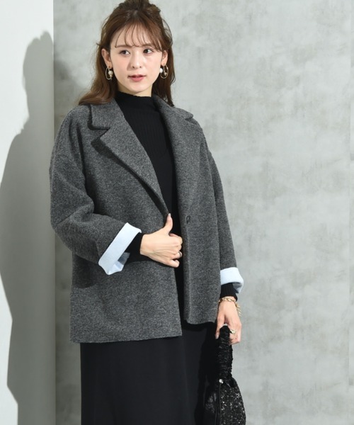 INTERPLANET（インタープラネット）の「【Ｓｅａｄｒａｋｅ】イタリアンエアリー配色ボンディングコート（その他アウター・レディース・ライトグレー/チャコールグレー・FREE）」の16枚目の写真