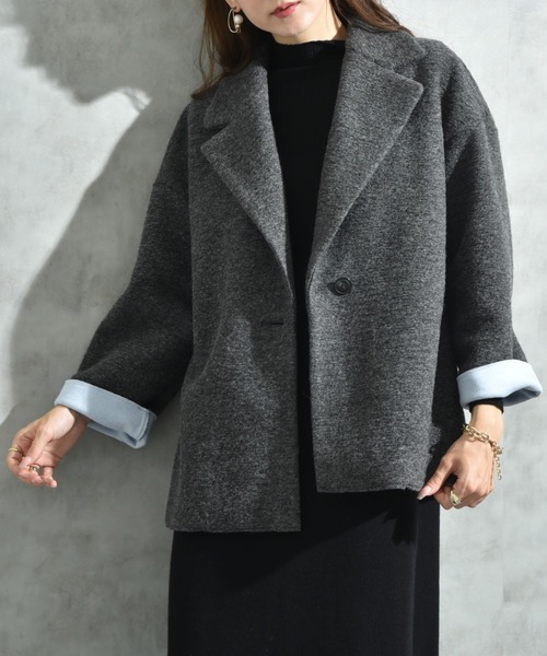 INTERPLANET（インタープラネット）の「【Ｓｅａｄｒａｋｅ】イタリアンエアリー配色ボンディングコート（その他アウター・レディース・ライトグレー/チャコールグレー・FREE）」の20枚目の写真