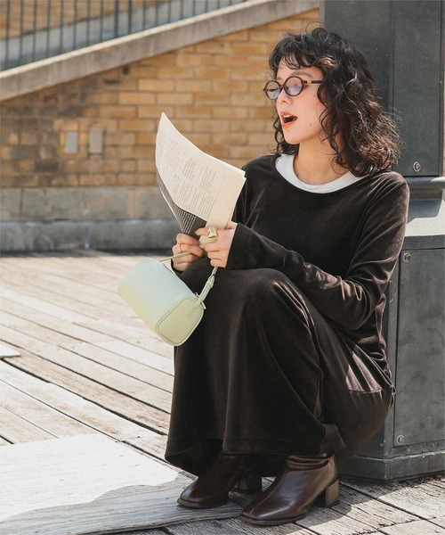 セール】ベロアロングスリーブワンピース（ワンピース）｜titivate