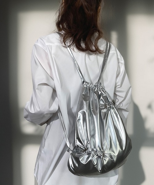 セール】ナップサック ドロスト ギャザー メッシュ 軽量 巾着 バッグ