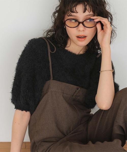 titivate(ティティベイト)の「ポコポコシャギー半袖ニット(ニット/セーター・レディース・ライトベージュ/ブラック/オフホワイト/ブルー・L/M)」の17枚目の写真