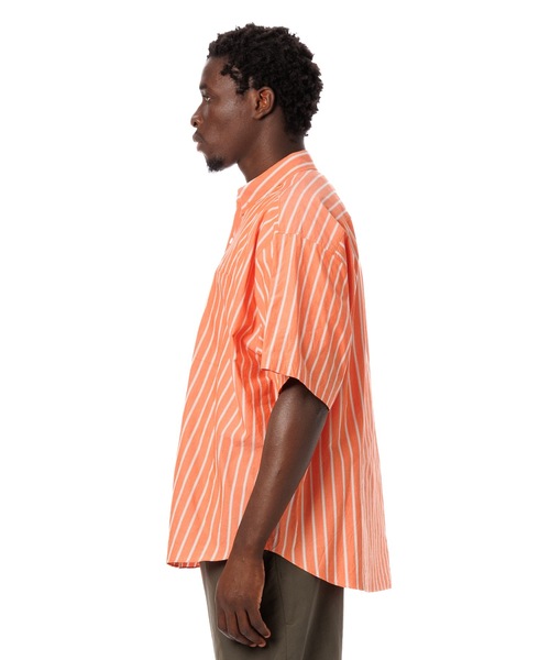 Sandinista（サンディニスタ）の「Stripe Oversized Pocket S/S Shirt / オーバーサイズサングラスポケット入りストライプ半袖シャツ（シャツ/ブラウス・メンズ・グリーン/レッド・MEDIUM/LARGE）」の7枚目の写真