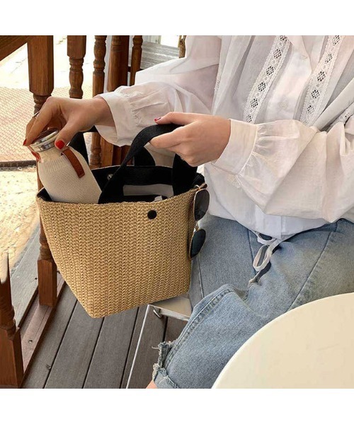 セール】配色かごバッグ ショルダーバッグ ハンドバッグ（かごバッグ