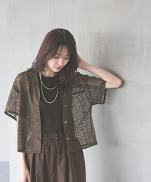 ♦【アコーレ】ライトグレー レースワーク 半袖トップス¥7,000 MATINEE LINE/レースシアープルオーバー半袖/327912 | [公式