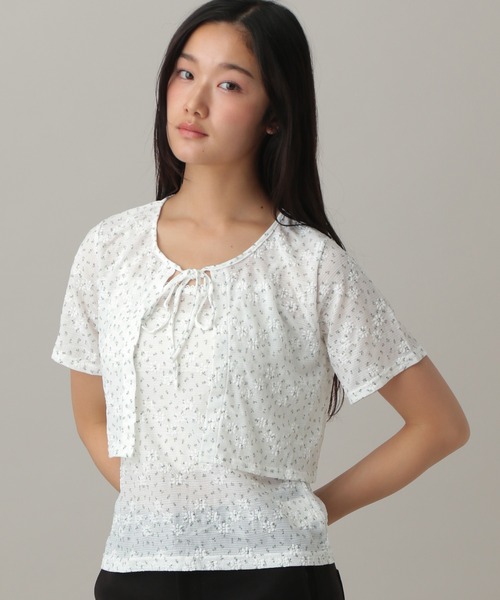 3.3 Field Trip （3.3フィールドトリップ）の「3.3 Field Trip／フラワープリントキャミカーディガン（Tシャツ/カットソー・レディース・ホワイト/ブルー・FREE）」の2枚目の写真