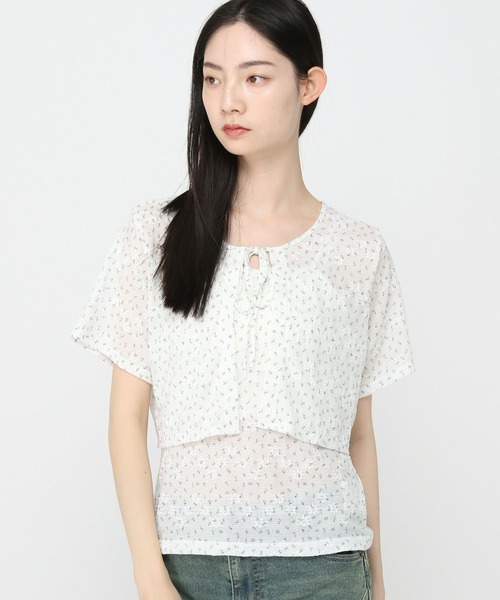 3.3 Field Trip （3.3フィールドトリップ）の「3.3 Field Trip／フラワープリントキャミカーディガン（Tシャツ/カットソー・レディース・ホワイト/ブルー・FREE）」の7枚目の写真