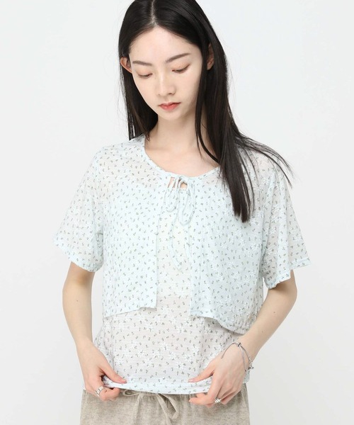 3.3 Field Trip （3.3フィールドトリップ）の「3.3 Field Trip／フラワープリントキャミカーディガン（Tシャツ/カットソー・レディース・ホワイト/ブルー・FREE）」の11枚目の写真